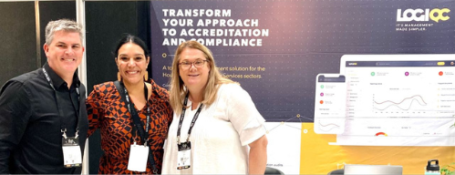 LogiQC team at an event booth